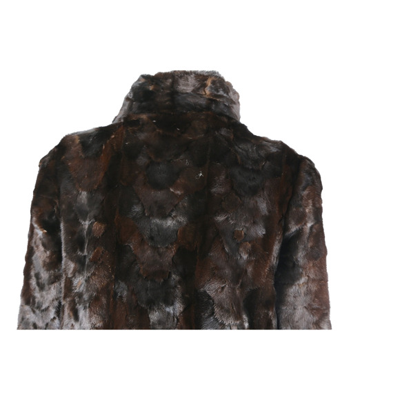 Vintage Genuine Brown Mink Fur Coat Luxury Soft Midi Classic Timeless Size S - Picture 11 of 16